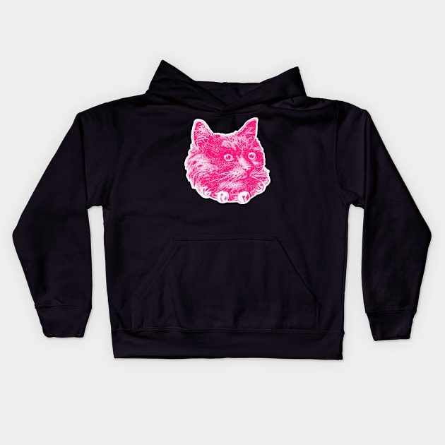 Cute Pink Cat Graphic Design Kids Hoodie by DankFutura